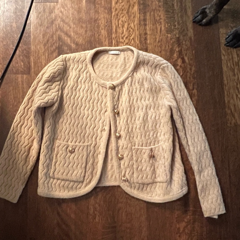 Elegant Cream Sweater with Gold Accents